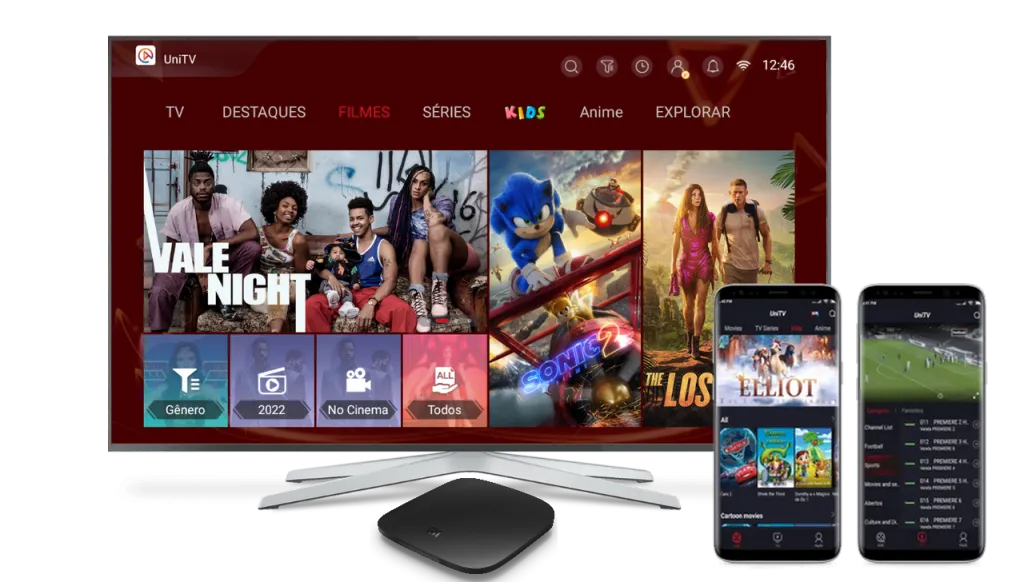 Recarga UniTV aplicativo rodando na Smart TV